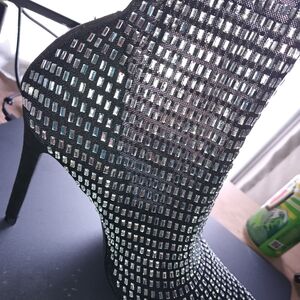 PrettyLittleThing Black Crystal Embellished Stiletto Ankle Boot